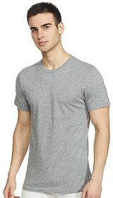 Code yellow Solid Round Neck GREY T-Shirt