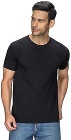 Code yellow Solid Round Neck Black T-Shirt