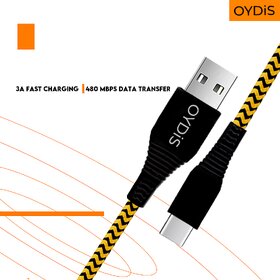 MYZK /Oydis USB to Type C Fast Charging Data Cable 1m 3A Braided  Fast Charging  Sync Data Cable (Gold  Black)