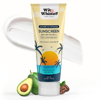                       Wit and Whimsy Sunscreen with SPF 50 PA+++ Enriched with Cocoa  Avocado Oil (50 g)                                              