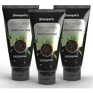                       Sheopal's Black Tea Face Wash, Brightens, Deep Cleans & Evens Skin Tone, Spot Reduction and Reduce Open Pores, 100ml (Pack of 3)                                              