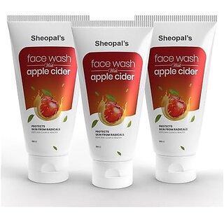                       Sheopal's Apple Cider Face Wash | Radical & Irritation-Free Clean Skin | Fades Tan & Spots | Sulphate & Paraben Free | All Skin Types - 100ml (Pack of 3)                                              