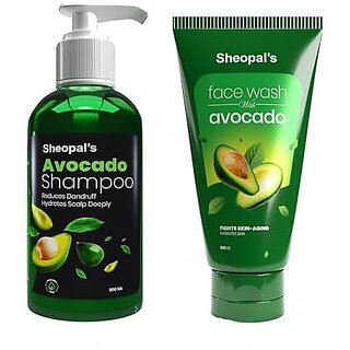                       Sheopal's Avocado Shampoo for Dry and Frizzy Hair 200ml with Avocado Face Wash for Oily Skin 100ml, Sulphate & Paraben Free                                              