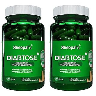                       Sheopal's Diabtose Diabetes Capsule | Insulux Capsule | Diabetic Care Pack of 2 (30 Capsules Each)                                              