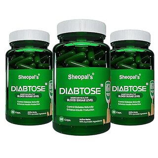                       Sheopal's Diabtose Diabetes Capsule | Insulux Capsule | Diabetic Care Pack of 3 (30 Capsules Each)                                              
