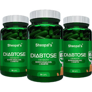                       Sheopal's Diabtose Diabetes Capsule  Insulux Capsule  Diabetic Care Pack of 3 (30 Capsules Each)                                              