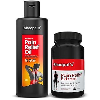                       Sheopal's Ayurvedic Ortho Pain Relief oil and capsule for Body, Back, Knee, Legs, Shoulder and Muscle pain (120 ml + 60 Capsule)                                              
