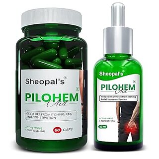                       Sheopal's Pilohem Aid for Piles Care 60 Capsule with Piles Oil 30ml | Fast Relief Bavasir Hemorrhoid Support | Ayurvedic | Fissure, Fistula | Fast Relief In Bleeding Burning & Pain                                              