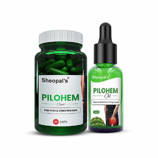 Sheopal's Pilohem Aid for Piles Care 60 Capsule with Piles Oil 30ml Fast Relief Bavasir Hemorrhoid Support Ayurvedic Fissure, Fistula Fast Relief In Bleeding Burning Pain Sheopal's Pilohem Aid for Piles Care 60 Capsule with Piles Oil 30ml Fast Relief Bavasir Hemorrhoid Support Ayurvedic Fissure, Fistula Fast Relief In Bleeding Burning Pain
