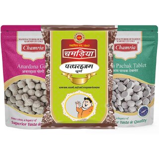                       Chamria Anardana Goli, Pattharhazam Churan and Aam Pachak Tablet Mouth Freshener 120 Gm Pouch Pack of 3                                              