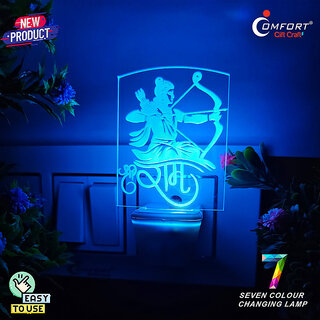                       CLI Ram Navami 3D Illusion Led Light Decoration, Jai Shree Ram Navmi Ram Sita Night Lamp  (10 cm, Multicolor)                                              