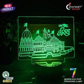                       CLI Ayodhya Ram Mandir Light 3D Illusion Led Light Night Wall Decor Light Plug Light Table Lamp  (20 cm, Multicolor)                                              