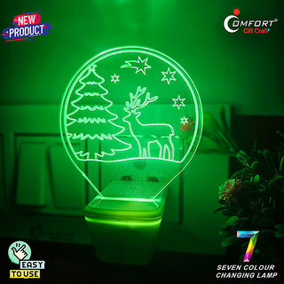 CLI DEER LIGHT 3D ILLUSION ACRYLIC LED FOR KIDS LIGHT NIGHT WALL LIGHT ANIMAL LIGHT Night Lamp  (10 cm, Multicolor)