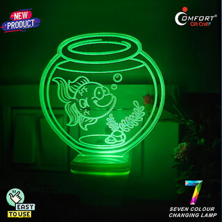                       CLI FISH TANK LIGHT 3D ILLUSION ACRYLIC LED FOR BEDROOM LIGHT NIGHT WALL LIGHT Night Lamp  (10 cm, Multicolor)                                              
