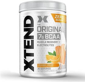 Xtend Original BCAA Powder Sugar Free Workout Muscle Recovery Drink with 7g BCAA,  Amino Acid Supplement with L Glutamine  Electrolytes - 375 Gms (30 Servings) (Orange Cream)