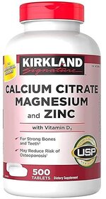 Kirkland Signature Calcium Citrate Magnesium and Zinc, 500 Tablets