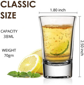 S.K. Heavy Base Shots Glasses Set of 2 for Whiskey,Brandy,Tequila,Vodka  Tequila Set Transperent(38 ml Each)