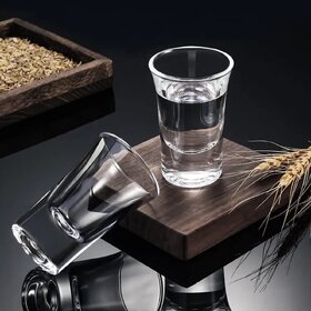 Neelu Heavy Base Shots Glasses Set of 2 for Whiskey,Brandy,Tequila,Vodka  Tequila Set Transperent(38 ml Each)