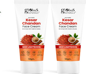 Globus Naturals Daily Glow Kesar Chandan Face Cream with SPF Skin Lightening Formula For All Skin Types 50 gm Pack of 2