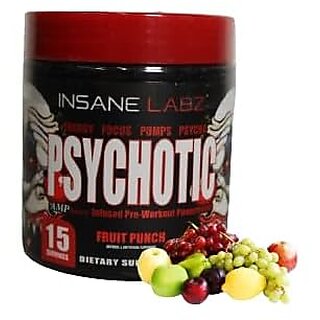                       Psychotic pre workout, Sports Nutrition Supplements, 15 Servings, (Fruit Punch)                                              