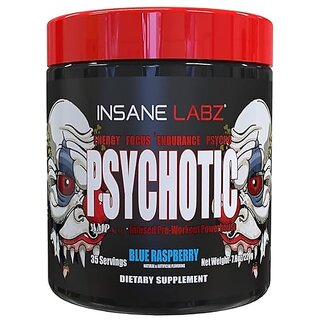                       Insane Psychotic Infused Pre-workout Powerhouse with Creatine Monohydrate & Beta Alanine 35 Servings (208. 4g) (Blue Rasperry)                                              