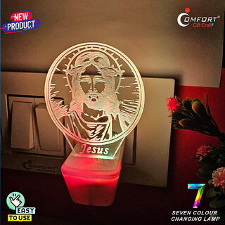 Jesus Christ 3D Illusion Acrylic Led Plug Night Light Table Lamp. Pack of 1 Jesus Christ 3D Illusion Acrylic Led Plug Night Light Table Lamp. Pack of 1