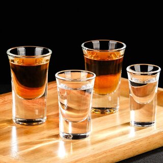 Neelu  Heavy Base Shots Glasses Set of 4 for Whiskey,Brandy,Tequila,Vodka  Tequila Set Transperent(38 ml Each)