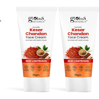 Globus Naturals Daily Glow Kesar Chandan Face Cream with SPF Skin Lightening Formula For All Skin Types 50 gm Pack of 2