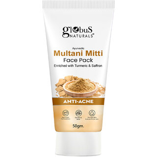                       Globus Naturals Anti Acne Multani Mitti Face Pack For Oily  Acne Prone Skin 50 gm                                              