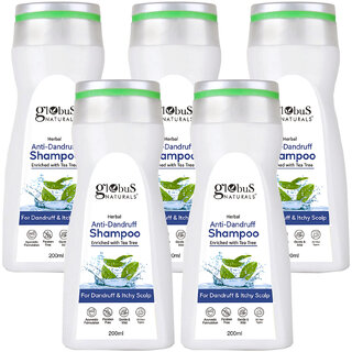 Globus Naturals Anti Dandruff Shampoo, For Dandruff and Itchy Scalp, Suitable For All Hair Types, 200 ml (Pack of 5) Globus Naturals Anti Dandruff Shampoo, For Dandruff and Itchy Scalp, Suitable For All Hair Types, 200 ml (Pack of 5)