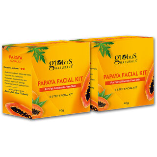 Globus Naturals AntiTanning Papaya Facial Kit with 6 Easy Steps Ayurvedic Herbal Prepration For Natural Glow Suitable For All Skin Types 40 gms Pack of 2 Globus Naturals AntiTanning Papaya Facial Kit with 6 Easy Steps Ayurvedic Herbal Prepration For Natural Glow Suitable For All Skin Types 40 gms Pack of 2