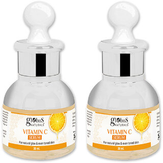                       Globus Naturals Vitamin C Face Serum, for Natural Glow & Even Skin Tone, 30 ml (Pack of 2)                                              
