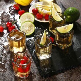 Neelu  Heavy Base Shots Glasses Set of 4 for Whiskey,Brandy,Tequila,Vodka  Tequila Set Transperent(38 ml Each)