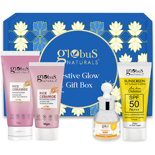 Globus Naturals Rice Radiance Essentials Kit Set of 4- Rice face wash 75 gm face cream 50 gm Vitamin C Serum & Sunscreen 50 gm Globus Naturals Rice Radiance Essentials Kit Set of 4- Rice face wash 75 gm face cream 50 gm Vitamin C Serum & Sunscreen 50 gm