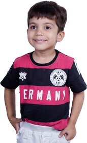 T shirt for boys horizontally stripped pink and black