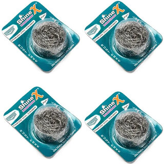                       Seema Kitchenware Steel Non Rusting Wire Scrubber Pad Used for Dishes,Pots,Pans,Ovens Kitchens,Bathroom (Set of 4)                                              