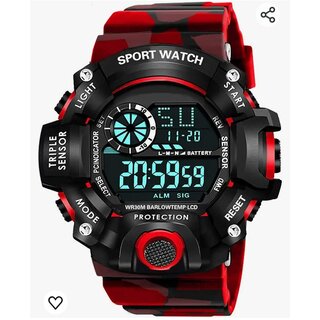                       Digital Sports Waterproof Military Multifunction Stopwatch Countdown Date Alarm Watch for Men's Kids Boys Watches for Me                                              