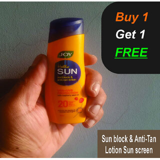                       Joy Sunblock  Anti-Tan Lotion Sunscreen SPF 20 PA++ All Skin Types 40ml + 40ml                                              