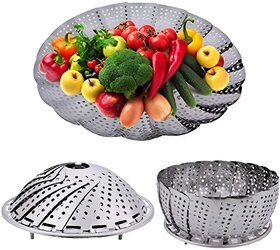 Aseenaa 10 Inch Stainless Steel Steamer Basket for Vegetable/Insert for Pots, Pans, Crock Pots  More (Set of 1)