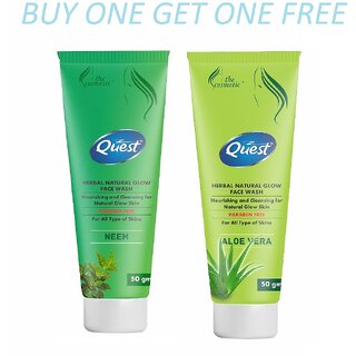                       QUEST HERBAL NATURAL GLOWALOE VERA &NEEM FACE WASH (BUY ONE GET ONE FREE)                                              