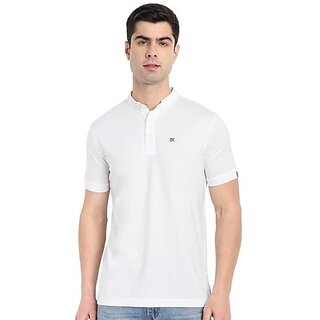                       One Sky Solid Men Polo Neck White T-Shirt                                              