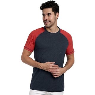                       One Sky Solid Men Round Neck Blue T-Shirt                                              