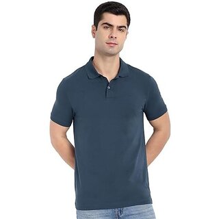                       One Sky Solid Men Polo Neck Green T-Shirt                                              