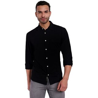                       One Sky Men Solid Casual Black Shirt                                              