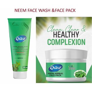                       Quest Herbal Natural Glow Neem Face Wash  Face Pack                                              