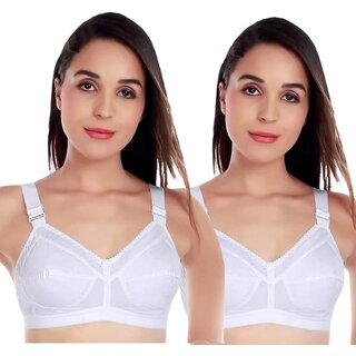                       FASHION BONES Cotton Bra with Broad Straps for Heavy Bust | Women and Teenage Girls | Wire Free, Non Padded | Maximum Support and Comfort | Pack of 2                                              