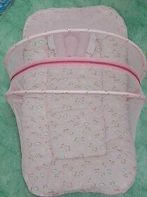 Manav Enterprises Baby Bed With Cotton Pillow And Mosquito Net (Fabric, Pink)