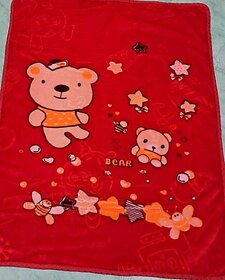 Manav Enterprises Animal Double Crib Baby Blanket For Mild Winter (Fur, Red)