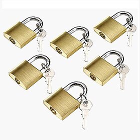 Neelu Brass Pressing Lock 20mm with 2 keys Hard Stainless Steel for Suitcase,Home shutters Cabinet,pet Doors(Pack of 6)