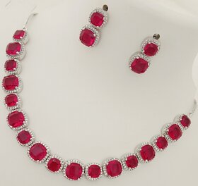 Premium Quality AAA CZ Red Stones Beautiful Jewellery Set